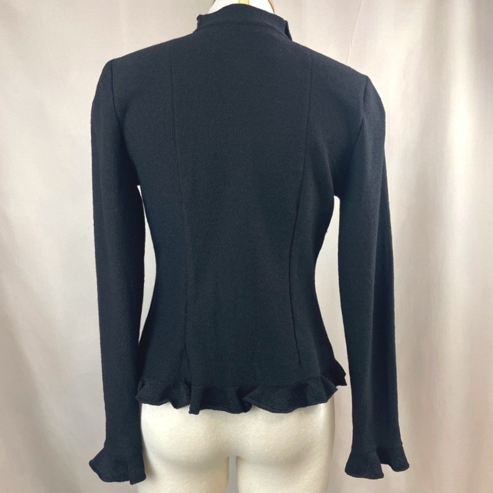 Vintage FABRIKANT Womens (MP) Knit Blazer Wool Ruffle 90s Mobwife Whimsigoth USA - Picture 3 of 8